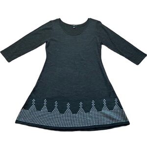 R&K women’s charcoal sweater dress with scoop neck 3/4 sleeves Size Large